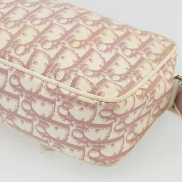 Christian Dior Trotter Canvas Shoulder Bag PVC Pink Silver Auth mr2312