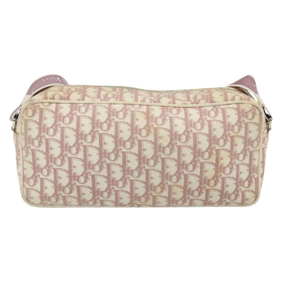 Christian Dior Trotter Canvas Shoulder Bag PVC Pink Silver Auth mr2312