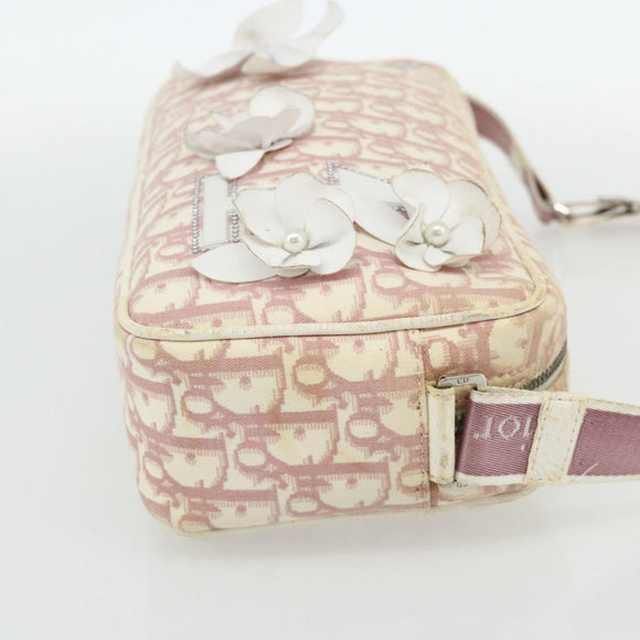 Christian Dior Trotter Canvas Shoulder Bag PVC Pink Silver Auth mr2312