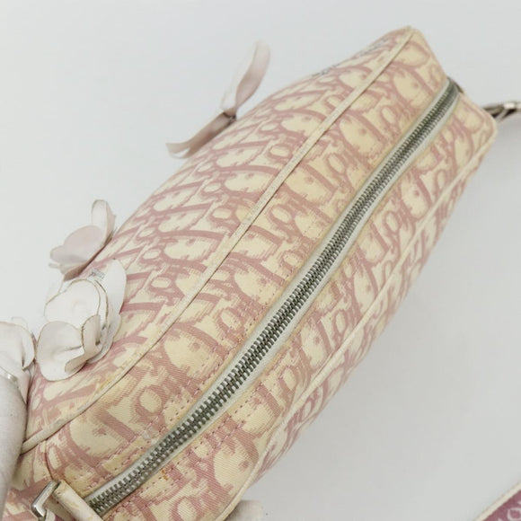 Christian Dior Trotter Canvas Shoulder Bag PVC Pink Silver Auth mr2312