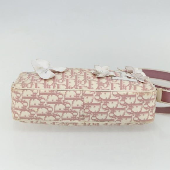 Christian Dior Trotter Canvas Shoulder Bag PVC Pink Silver Auth mr2312