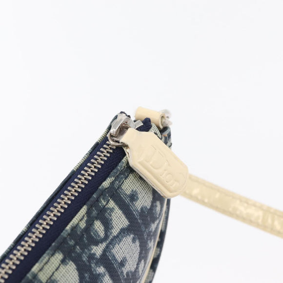 Christian Dior Trotter Canvas Satteltasche Handtasche PVC Blau Silber Auth mr2313A