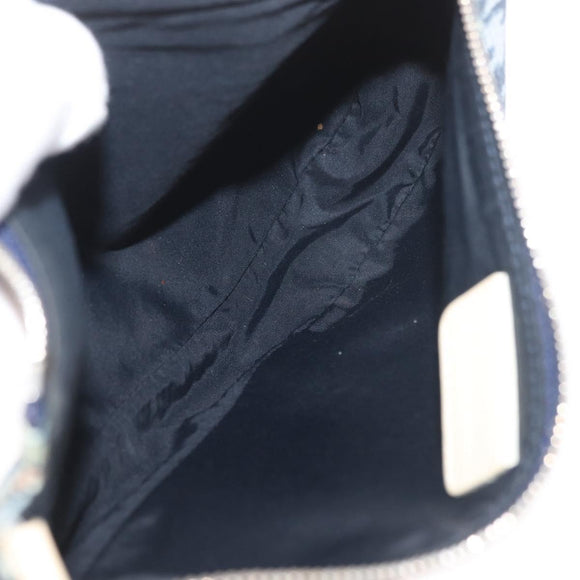 Christian Dior Trotter Canvas Satteltasche Handtasche PVC Blau Silber Auth mr2313A