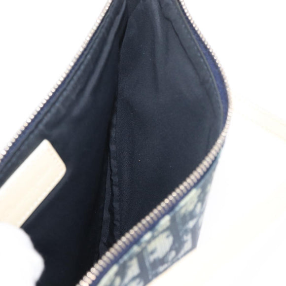 Christian Dior Trotter Canvas Satteltasche Handtasche PVC Blau Silber Auth mr2313A