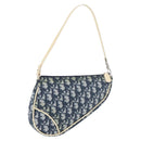 Christian Dior Trotter Canvas Satteltasche Handtasche PVC Blau Silber Auth mr2313A-1
