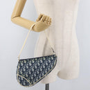 Christian Dior Trotter Canvas Satteltasche Handtasche PVC Blau Silber Auth mr2313A-20