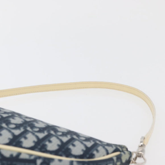 Christian Dior Trotter Canvas Satteltasche Handtasche PVC Blau Silber Auth mr2313A