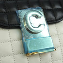 CELINE C Medium Chain Shoulder Bag Leather Black Gold Auth mr2314SAV-19