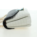 CELINE C Medium Chain Shoulder Bag Leather Black Gold Auth mr2314SAV-3