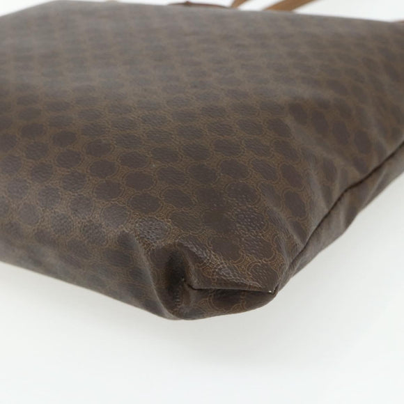 CELINE Macadam Canvas Tote Bag PVC Leather Brown Gold Auth mr2315