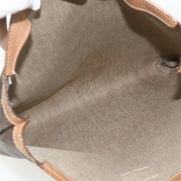 CELINE Macadam Canvas Tote Bag PVC Leather Brown Gold Auth mr2315