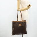 CELINE Macadam Canvas Tote Bag PVC Leather Brown Gold Auth mr2315-19