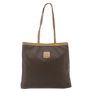 CELINE Macadam Canvas Tote Bag PVC Leather Brown Gold Auth mr2315-13