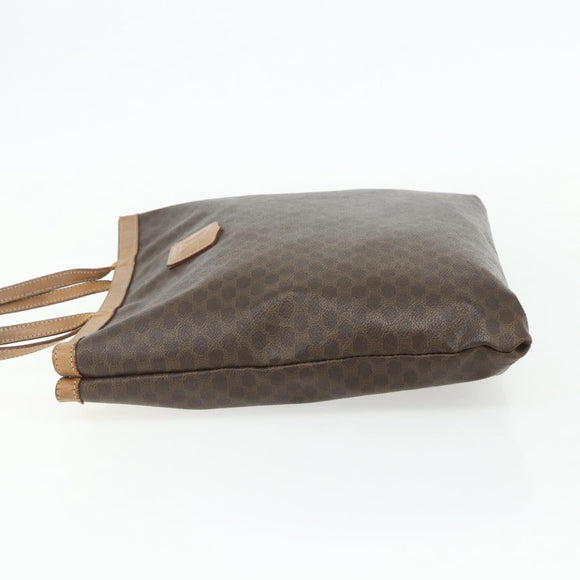 CELINE Macadam Canvas Tote Bag PVC Leather Brown Gold Auth mr2315