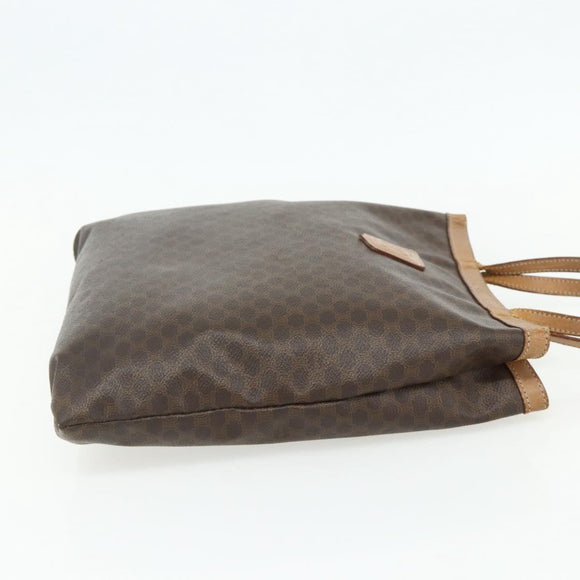 CELINE Macadam Canvas Tote Bag PVC Leather Brown Gold Auth mr2315