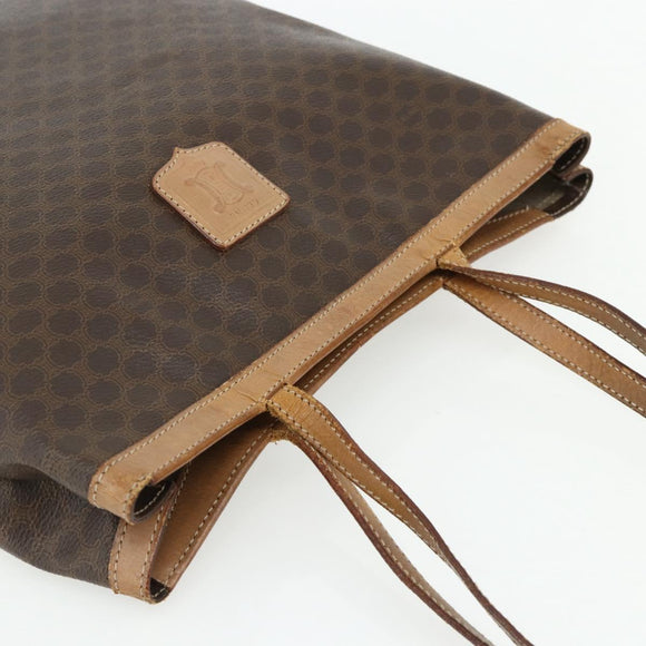 CELINE Macadam Canvas Tote Bag PVC Leather Brown Gold Auth mr2315