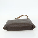 CELINE Macadam Canvas Tote Bag PVC Leather Brown Gold Auth mr2315-5