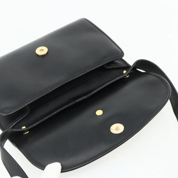 Christian Dior Shoulder Bag Leather Black Gold Auth mr2316