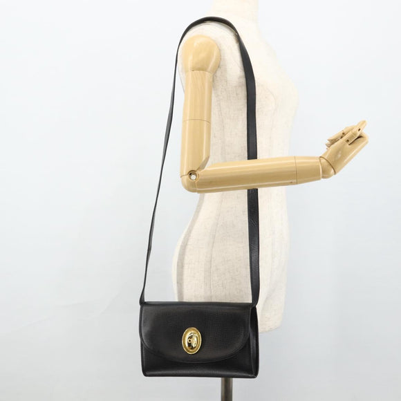 Christian Dior Shoulder Bag Leather Black Gold Auth mr2316