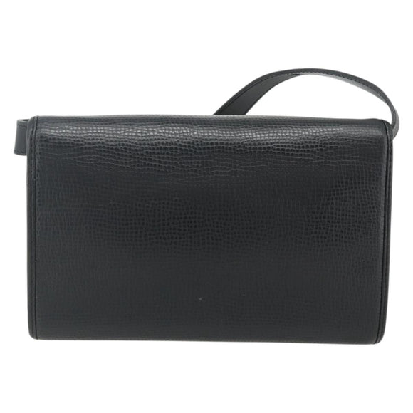 Christian Dior Shoulder Bag Leather Black Gold Auth mr2316