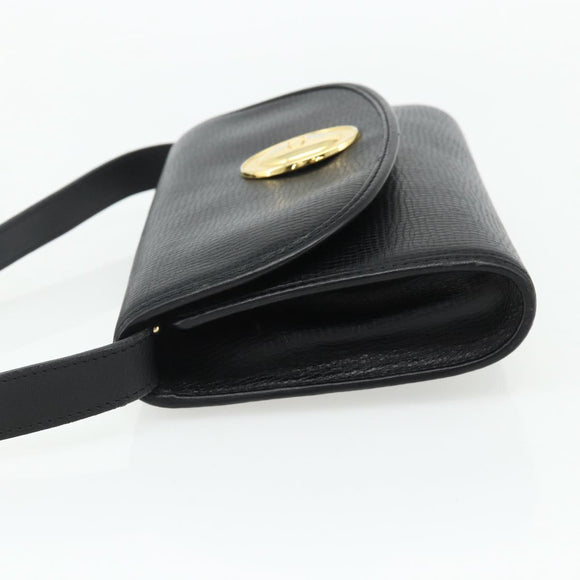 Christian Dior Shoulder Bag Leather Black Gold Auth mr2316