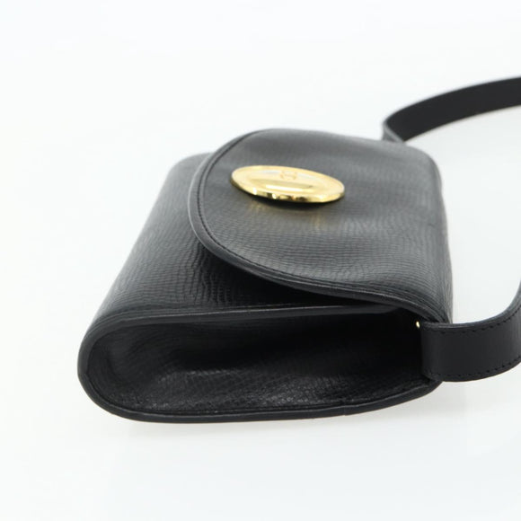 Christian Dior Shoulder Bag Leather Black Gold Auth mr2316