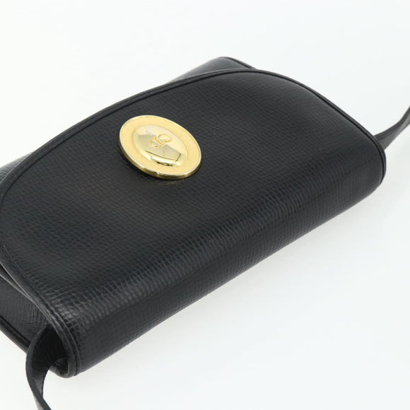 Christian Dior Shoulder Bag Leather Black Gold Auth mr2316