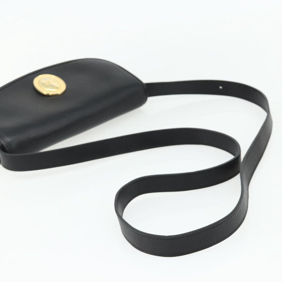 Christian Dior Shoulder Bag Leather Black Gold Auth mr2316