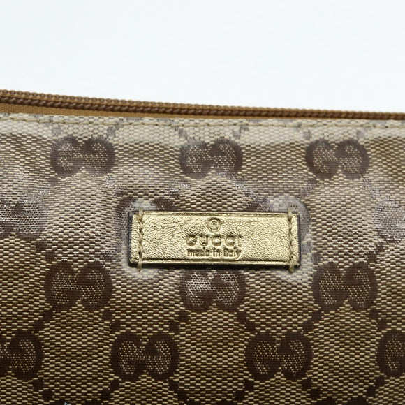 GUCCI GG Crystal Accessory Pouch Brown Gold 190393 Auth mr2319