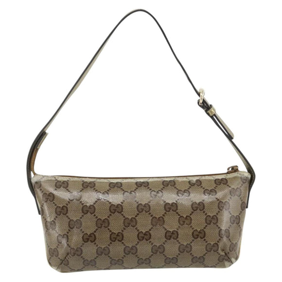 GUCCI GG Crystal Accessory Pouch Brown Gold 190393 Auth mr2319