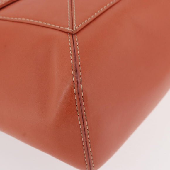 LOEWE Anagram Hand Bag Leather Silver Orange Auth mr2322A