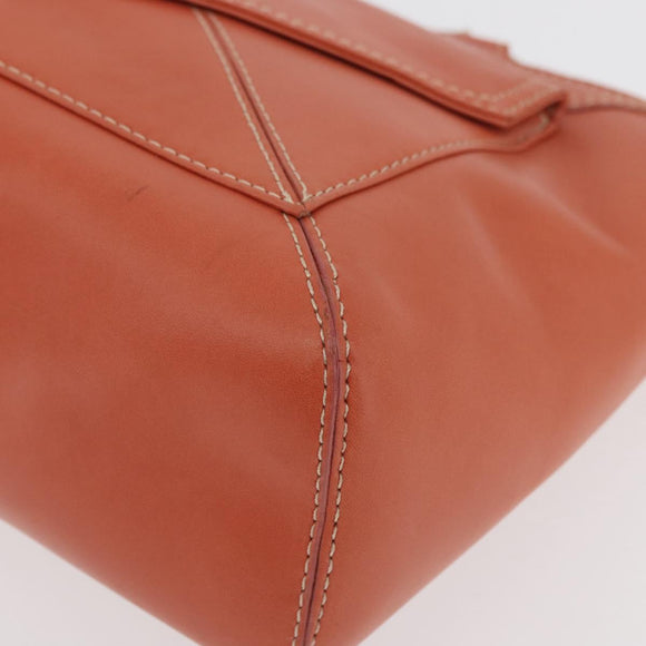 LOEWE Anagram Hand Bag Leather Silver Orange Auth mr2322A