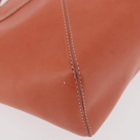 LOEWE Anagram Hand Bag Leather Silver Orange Auth mr2322A