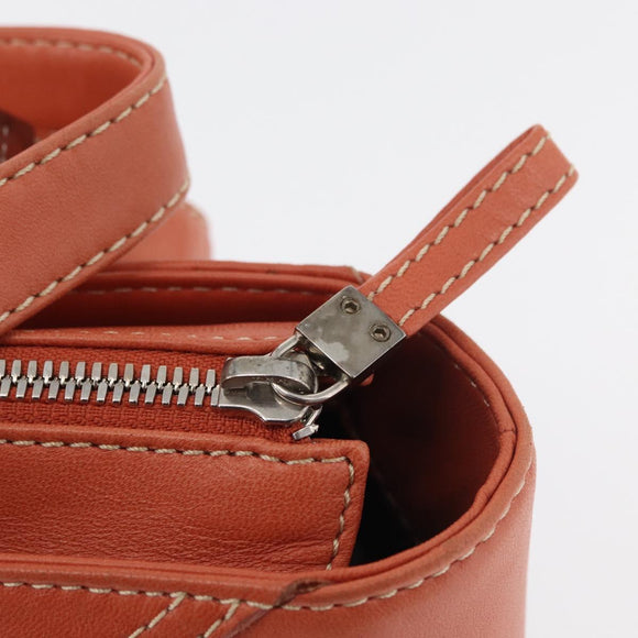 LOEWE Anagram Hand Bag Leather Silver Orange Auth mr2322A