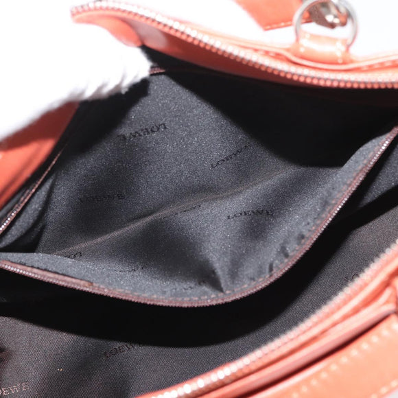 LOEWE Anagram Hand Bag Leather Silver Orange Auth mr2322A