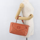 LOEWE Anagram Hand Bag Leather Silver Orange Auth mr2322A-24