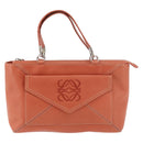 LOEWE Anagram Hand Bag Leather Silver Orange Auth mr2322A-13