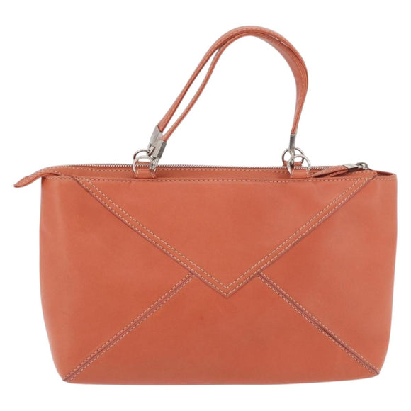 LOEWE Anagram Hand Bag Leather Silver Orange Auth mr2322A
