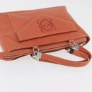 LOEWE Anagram Hand Bag Leather Silver Orange Auth mr2322A-6