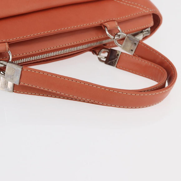 LOEWE Anagram Hand Bag Leather Silver Orange Auth mr2322A