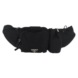 PRADA Waist bag Nylon Black Silver Auth mr2323A - 0