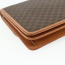 CELINE Macadam Canvas Clutch Bag PVC Leather Brown Gold Auth mr2324-16