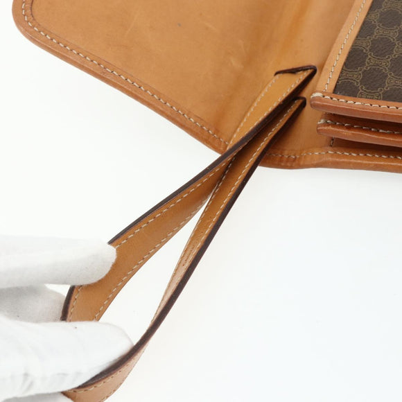 CELINE Macadam Canvas Clutch Bag PVC Leather Brown Gold Auth mr2324