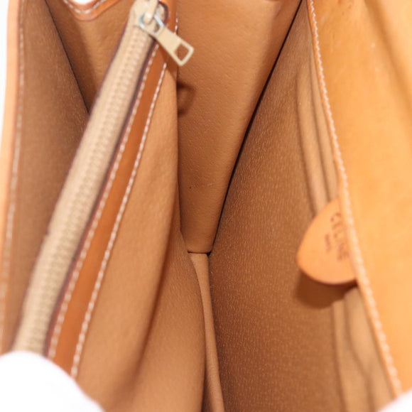 CELINE Macadam Canvas Clutch Bag PVC Leather Brown Gold Auth mr2324