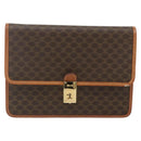 CELINE Macadam Canvas Clutch Bag PVC Leather Brown Gold Auth mr2324-13
