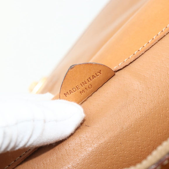 CELINE Macadam Canvas Clutch Bag PVC Leather Brown Gold Auth mr2324