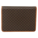 CELINE Macadam Canvas Clutch Bag PVC Leather Brown Gold Auth mr2324-2