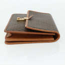 CELINE Macadam Canvas Clutch Bag PVC Leather Brown Gold Auth mr2324-4