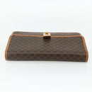 CELINE Macadam Canvas Clutch Bag PVC Leather Brown Gold Auth mr2324-5