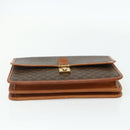 CELINE Macadam Canvas Clutch Bag PVC Leather Brown Gold Auth mr2324-6